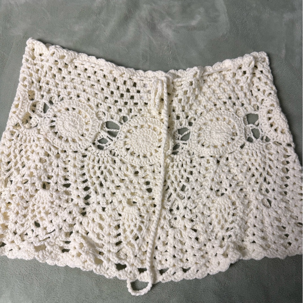 Crochet Knit White Skirt